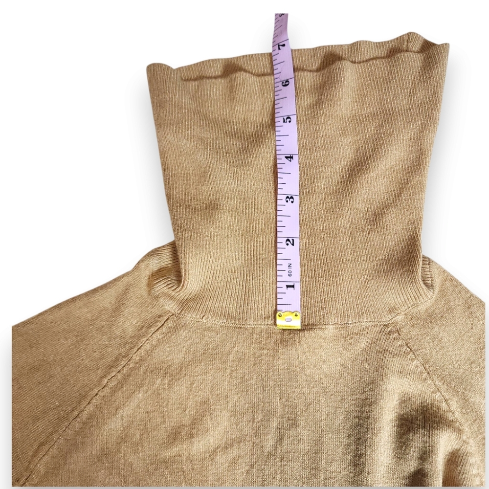 Philosophy Ribbed Mock Neck Sweater Tan Knit 3/4 Sleeve Size XS - Picture 7 of 12